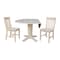 International Concepts 42 in Round Drop Leaf Pedestal Table with 2 Dining Chairs in Unfinished - 3 Piece Set K-42DPT-23B-C61-2 - alternate 5
